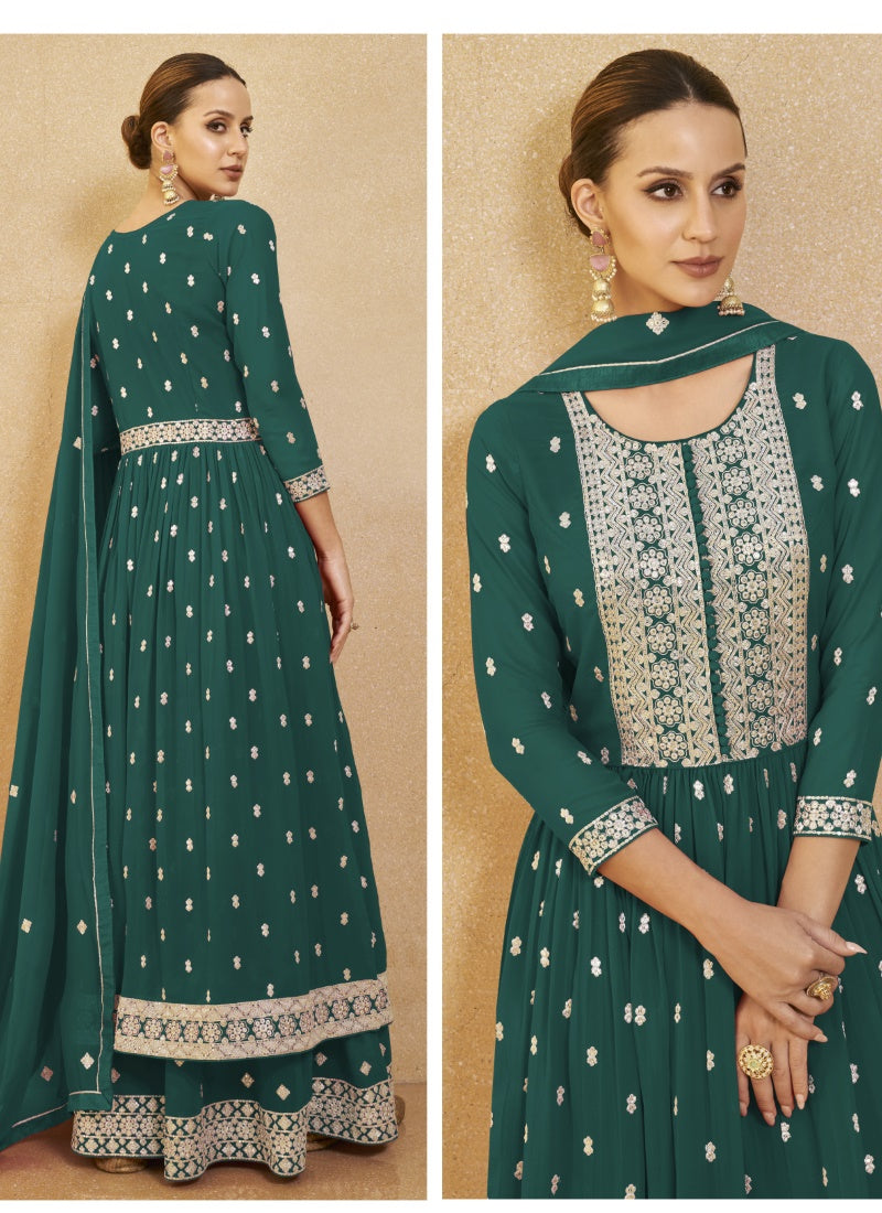 Green Georgette Anarkali Suit-2