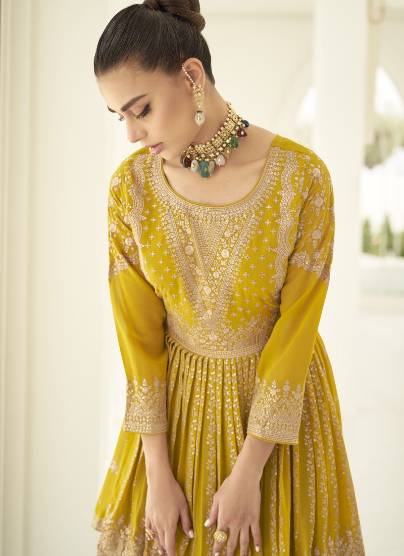 Yellow Peplum Style Palazzo Suit-2