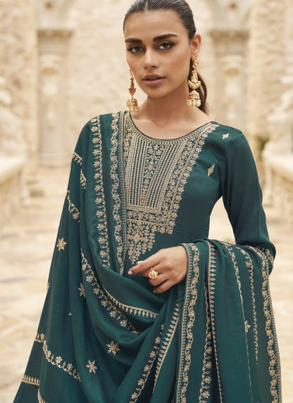 Green Silk Palazzo Salwar Suit-2