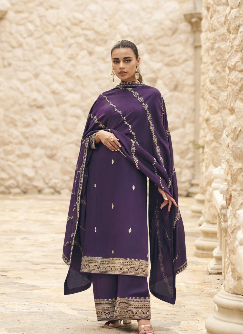 Purple Silk Palazzo Salwar Suit-2