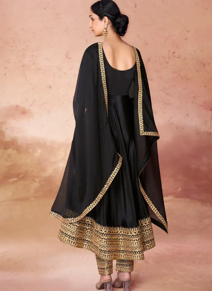 Black Georgette Anarkali Suit With Embroidery Work