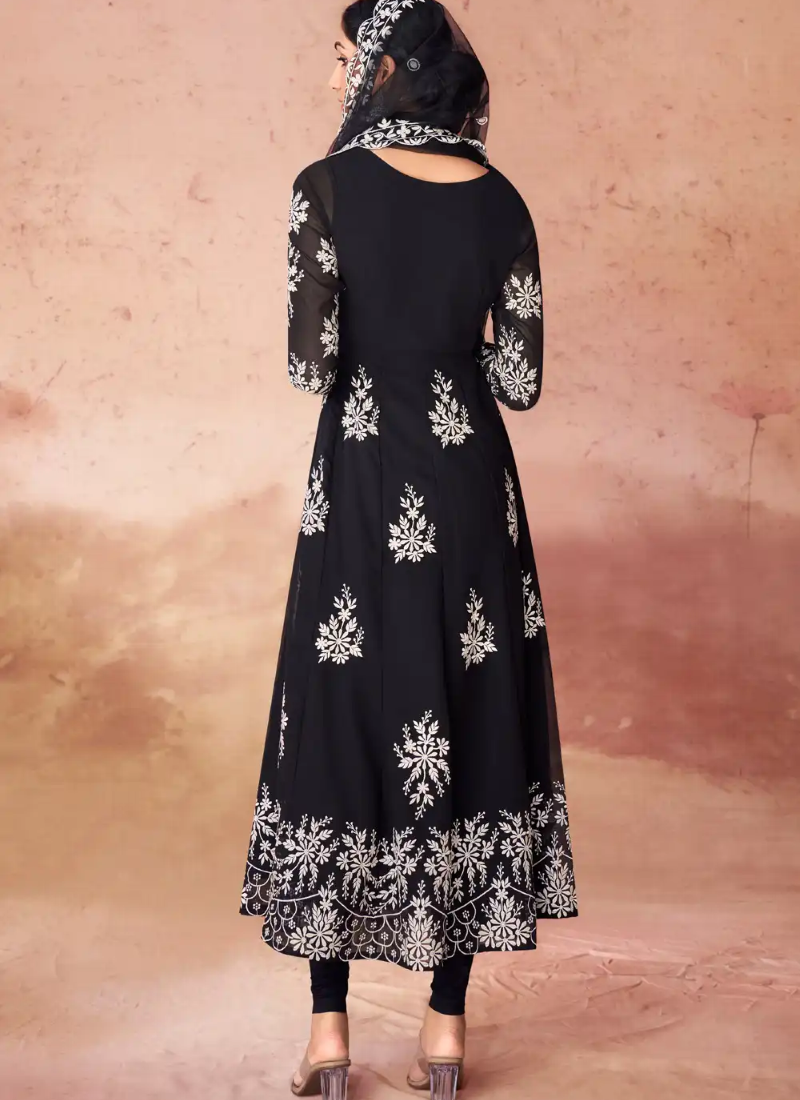 Black Georgette Anarkali Suit With Embroidery Work