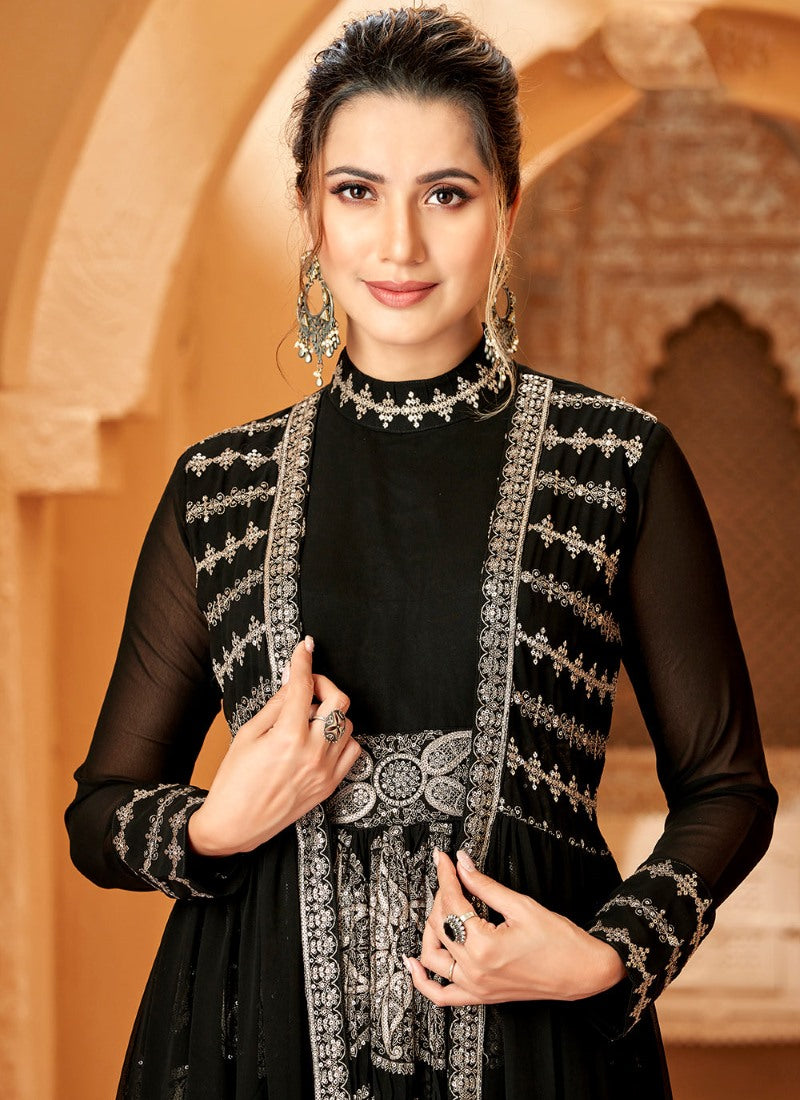 Black Anarkali Suit With Jacket