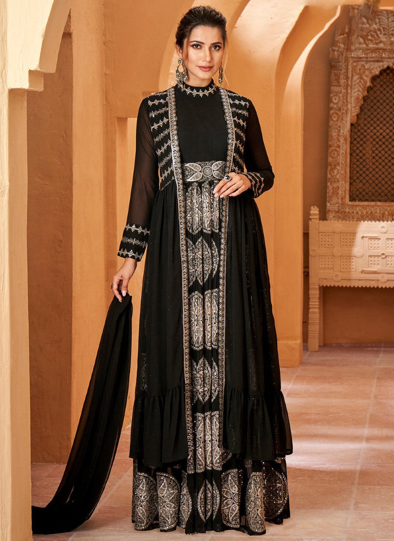 Black Anarkali Suit With Jacket