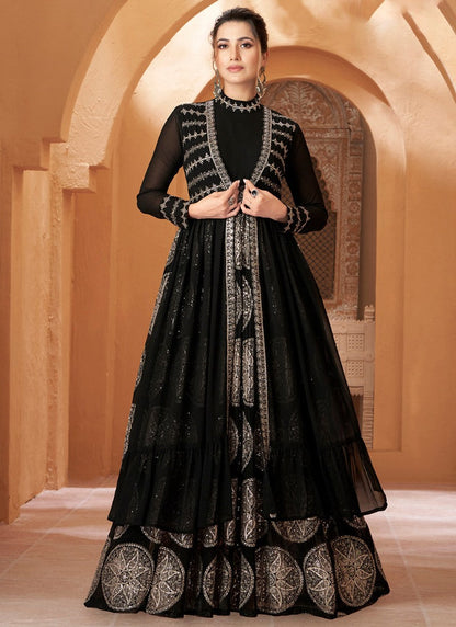 Black Anarkali Suit With Jacket