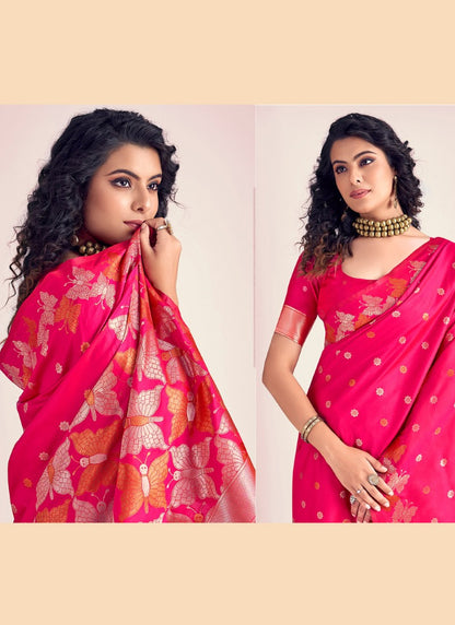 Magenta Banarasi Silk Saree