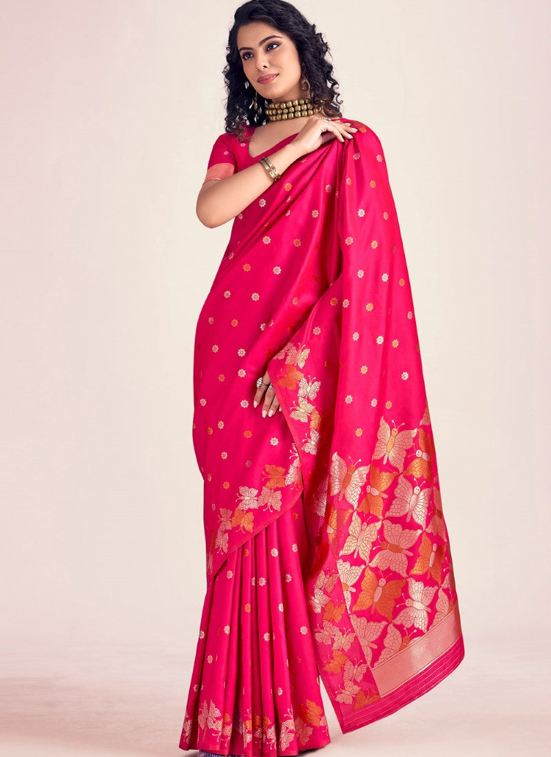 Magenta Banarasi Silk Saree