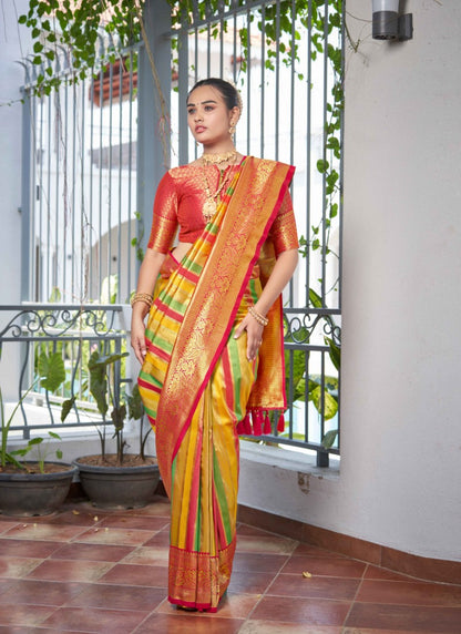 Multi Color Banarasi Silk Saree