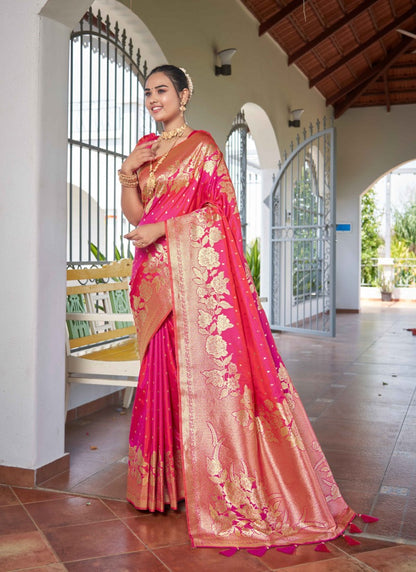 Pink Banarasi Silk Saree