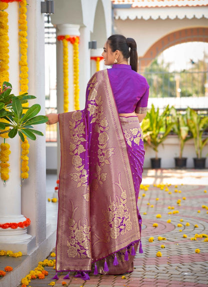 Violet Banarasi Silk Saree