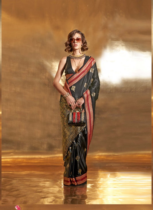 Black Banarasi Silk Saree