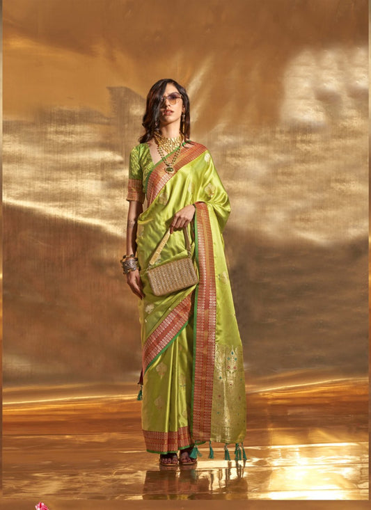 Pista Green Banarasi Silk Saree