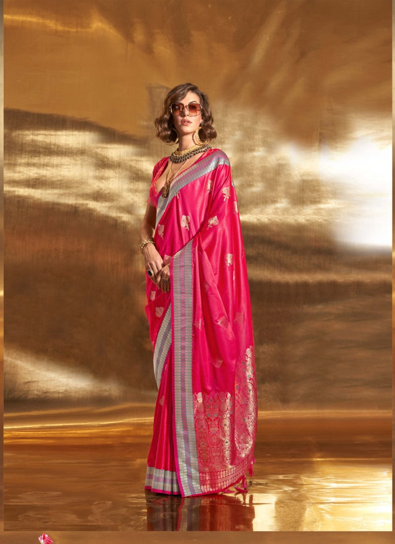 Pink Banarasi Silk Saree