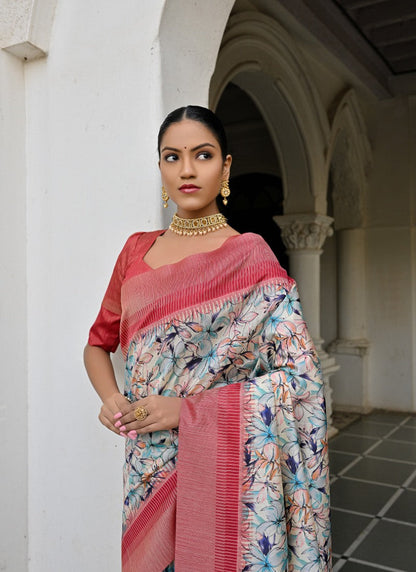 Blue Banarasi Silk Saree