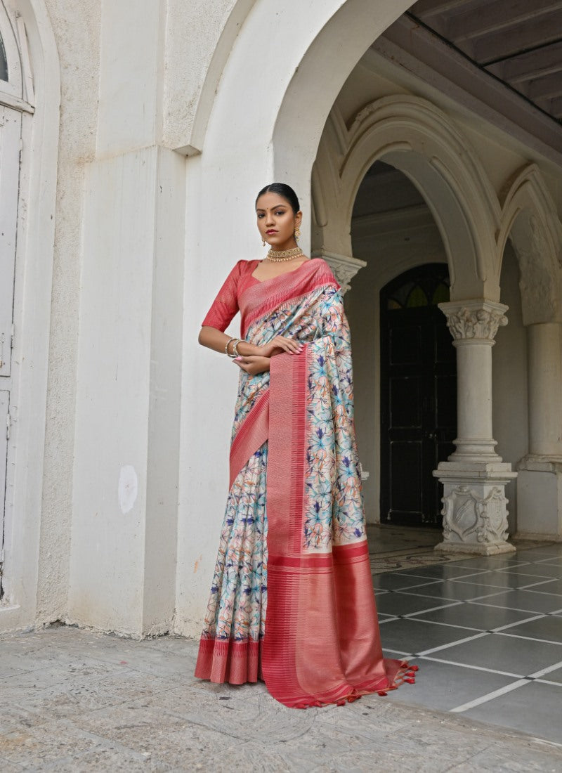 Blue Banarasi Silk Saree