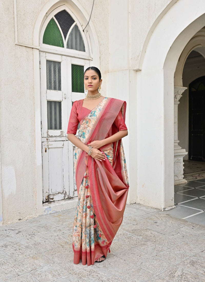 Pink Banarasi Silk Saree