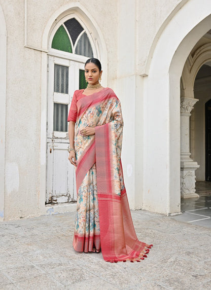 Pink Banarasi Silk Saree