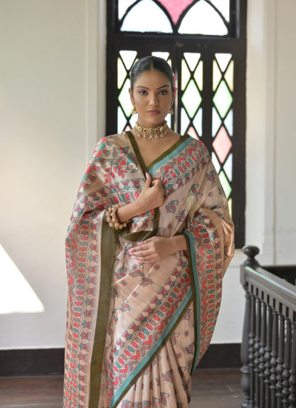 Green Tussar Silk Saree