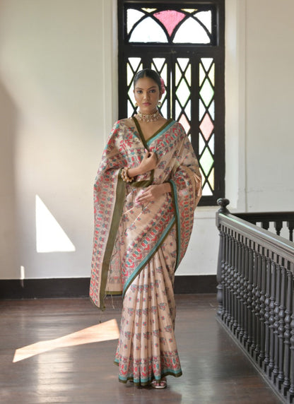 Green Tussar Silk Saree