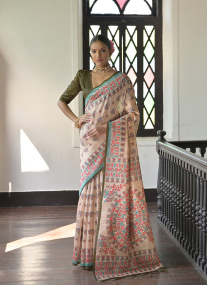 Green Tussar Silk Saree