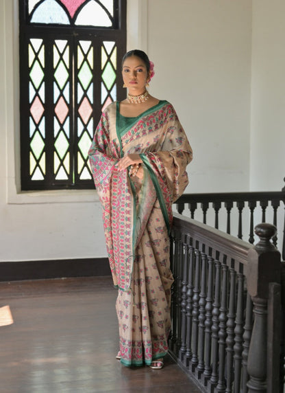 Green Tussar Silk Saree