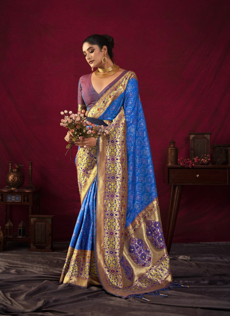 Blue Paithani Silk Saree With Resham Work-2