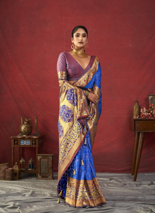 Blue Paithani Silk Saree With Resham Work