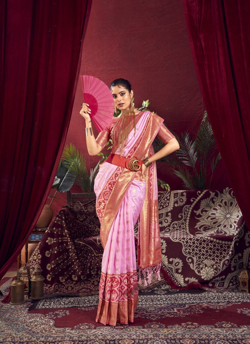 Pink Paithani Silk Saree With Resham Work-2