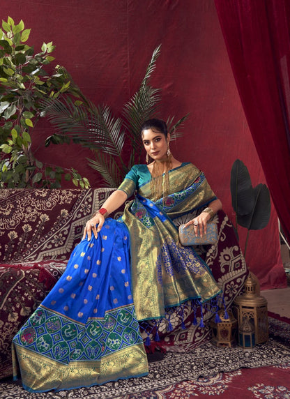 Blue Paithani Silk Saree With Resham Work