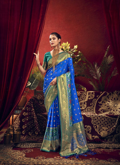 Blue Paithani Silk Saree With Resham Work