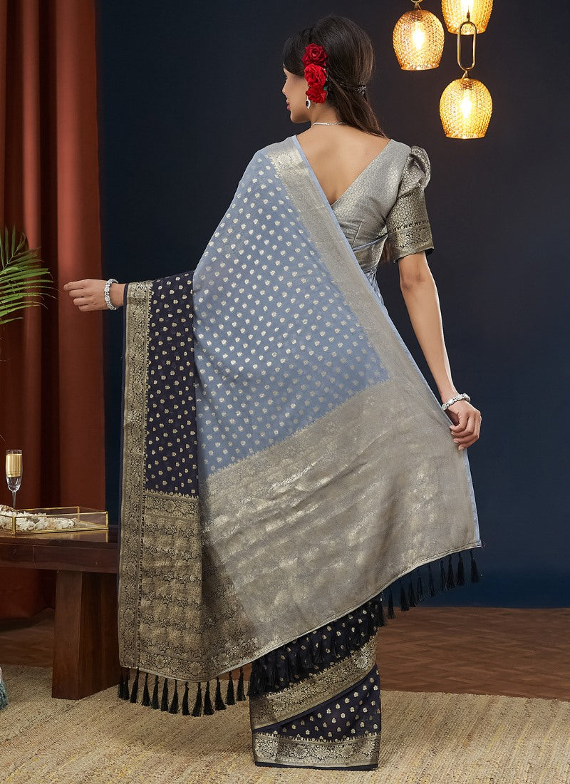 Light Blue Georgette Festive Wear Saree