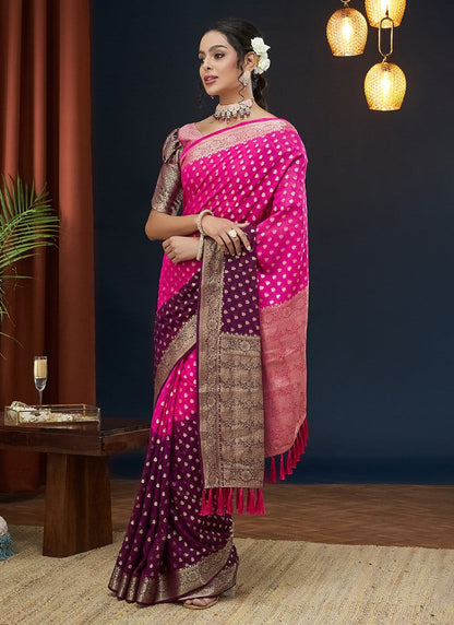 Pink Georgette Festive Wear Saree