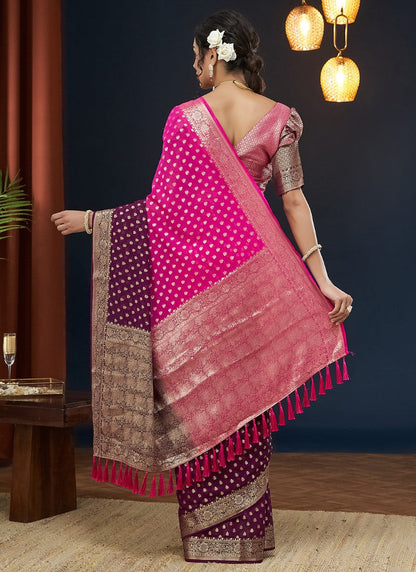 Pink Georgette Festive Wear Saree