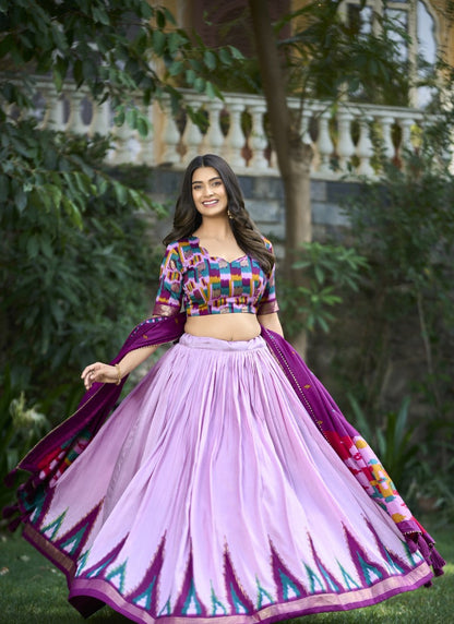 Pink Silk Digital Print Lehenga Choli