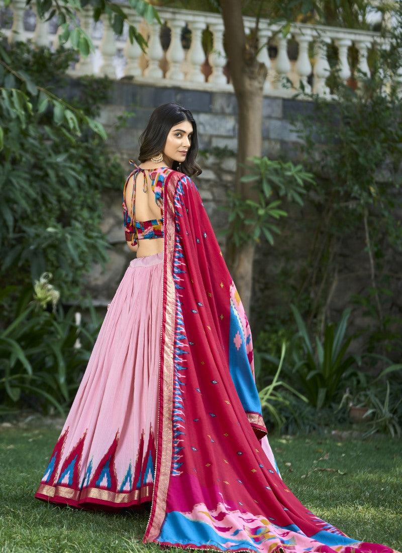 Pink Silk Digital Print Lehenga Choli-2