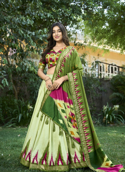 Green Silk Digital Print Lehenga Choli-2