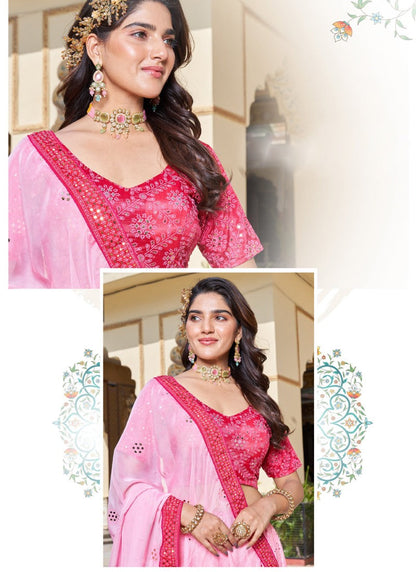 Pink Party Wear Lehenga Choli With Embroidery Work