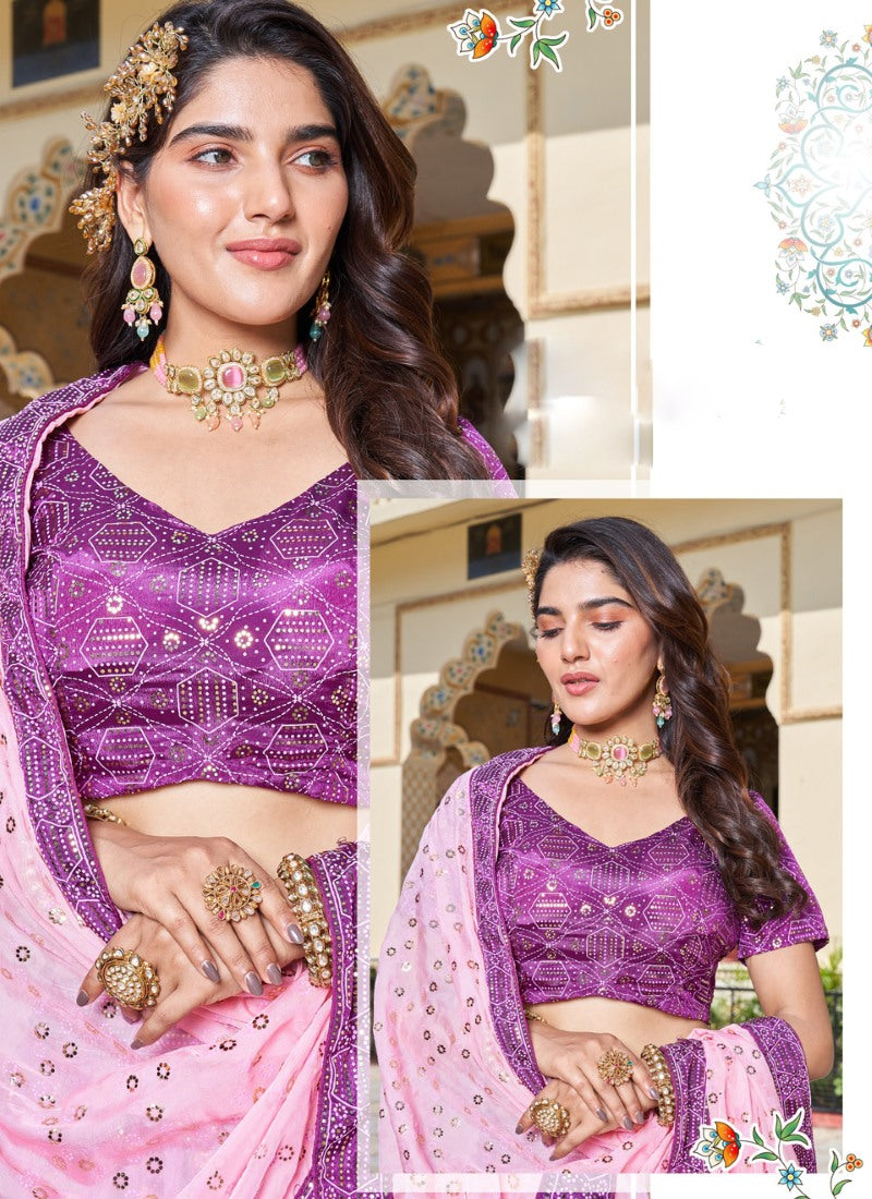 Purple Party Wear Lehenga Choli With Embroidery Work