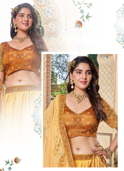 Yellow Party Wear Lehenga Choli With Embroidery Work