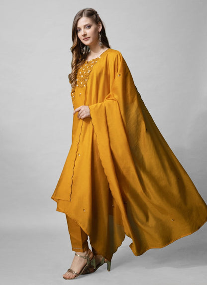 Yellow Cotton Churidar Salwar Suit