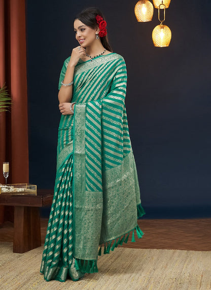 Aqua Georgette Leheriya Saree