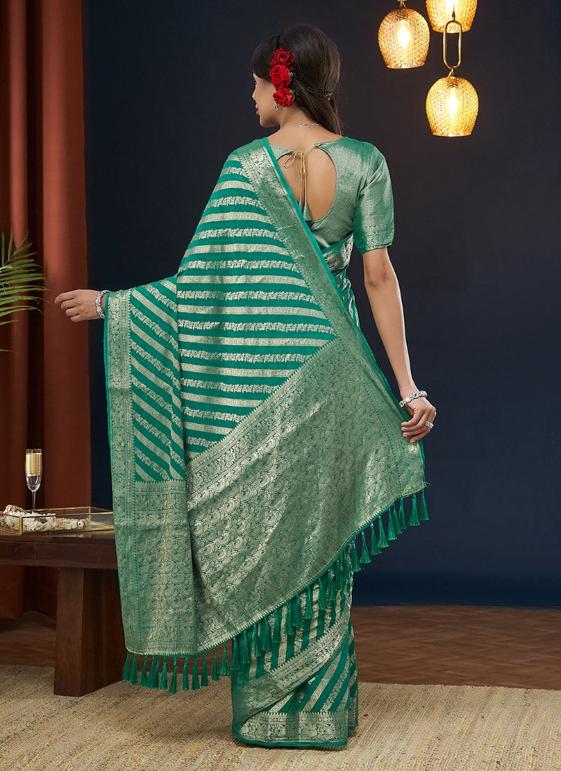 Aqua Georgette Leheriya Saree