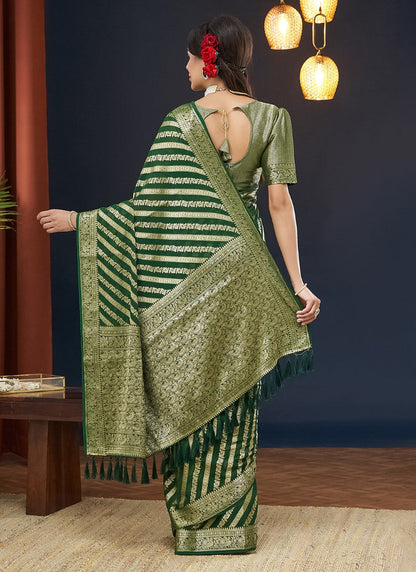 Green Georgette Leheriya Saree