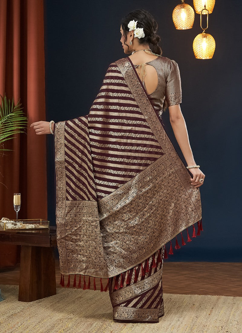 Maroon Georgette Leheriya Saree