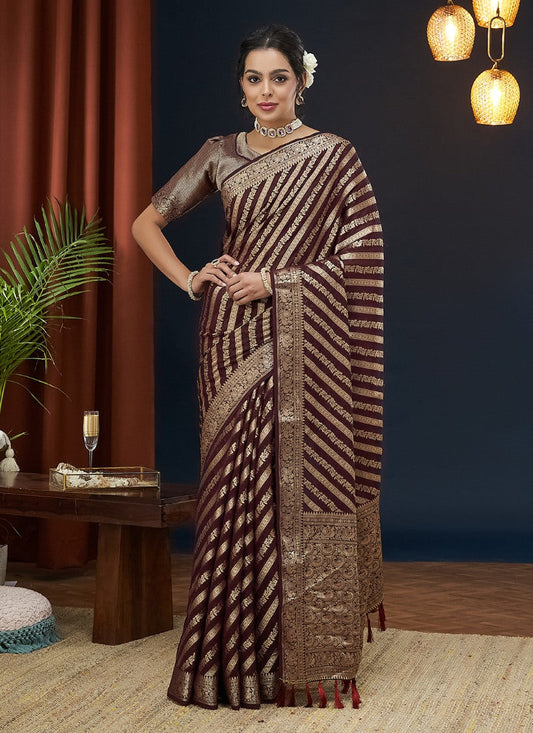 Maroon Georgette Leheriya Saree