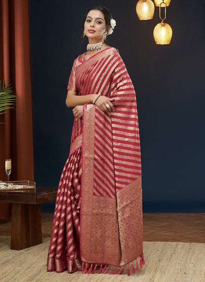 Pink Georgette Leheriya Saree