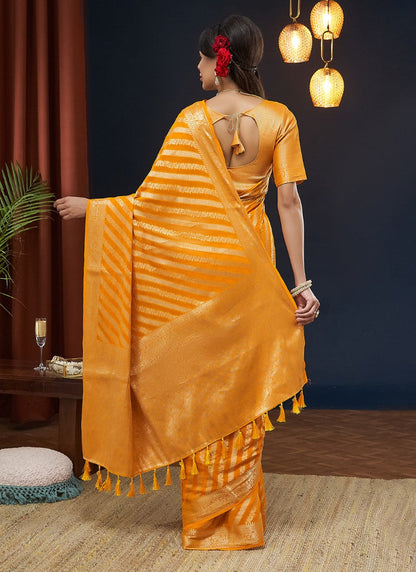 Yellow Georgette Leheriya Saree