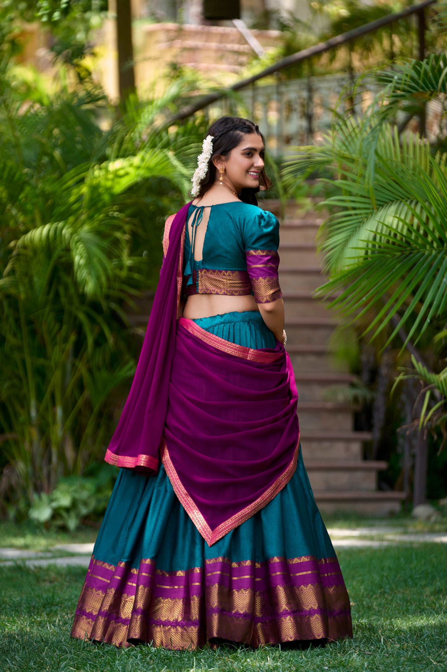 Purple Cotton Lehenga Choli With Zari Weaving Work