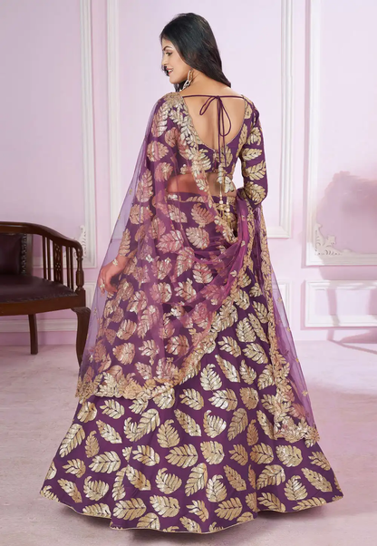 Purple Designer Lehenga Choli With Embroidery, Zari Work and Sequins Work