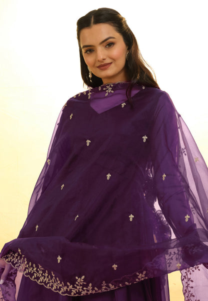 Purple Georgette Salwar Suit With Thread and Embroidery Work